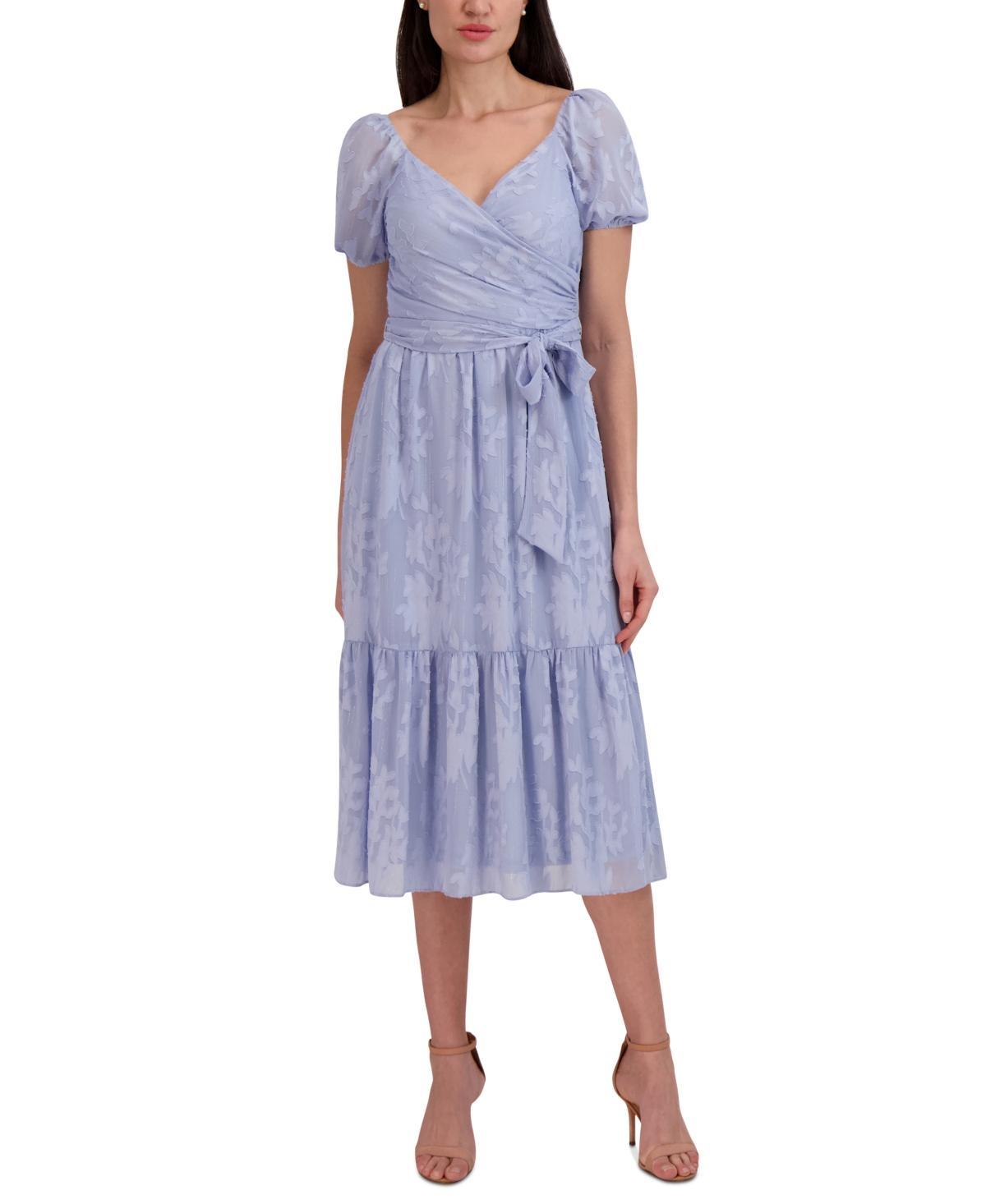 Julia Jordan Womens Surplice Side-Tie Lace Midi Dress Product Image