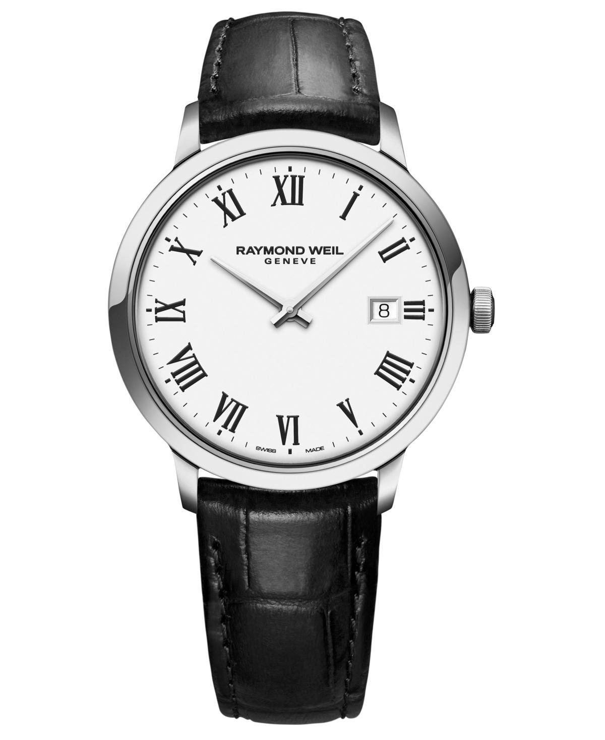 Raymond Weil Mens Swiss Toccata Black Leather Strap Watch 39mm - Black Product Image