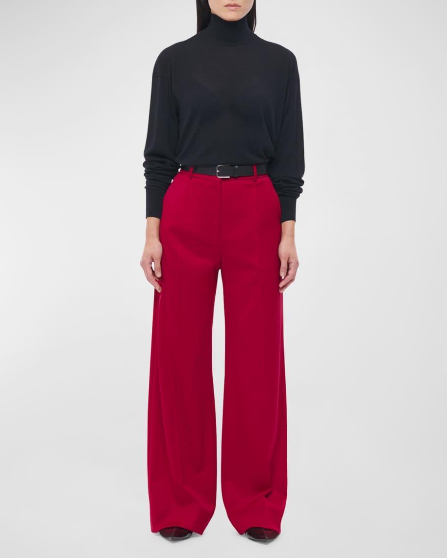 Pleated Wide-Leg Suit Pants Product Image