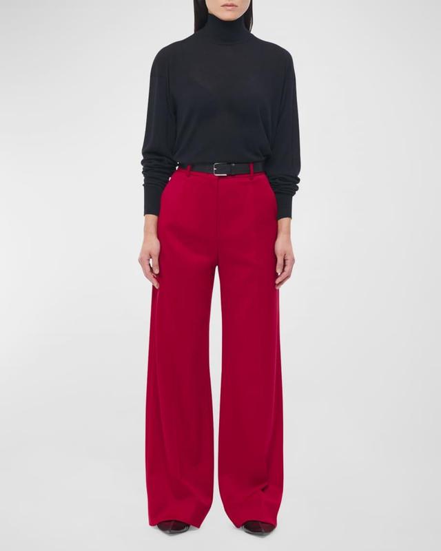 Pleated Wide-Leg Suit Pants Product Image