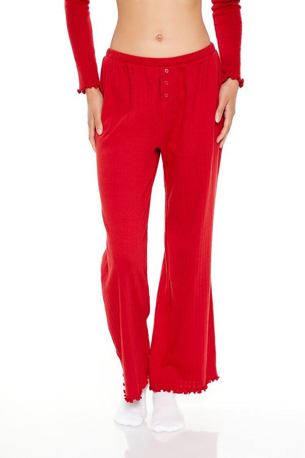 Lettuce-Edge Flare Pajama Pants | Forever 21 Product Image