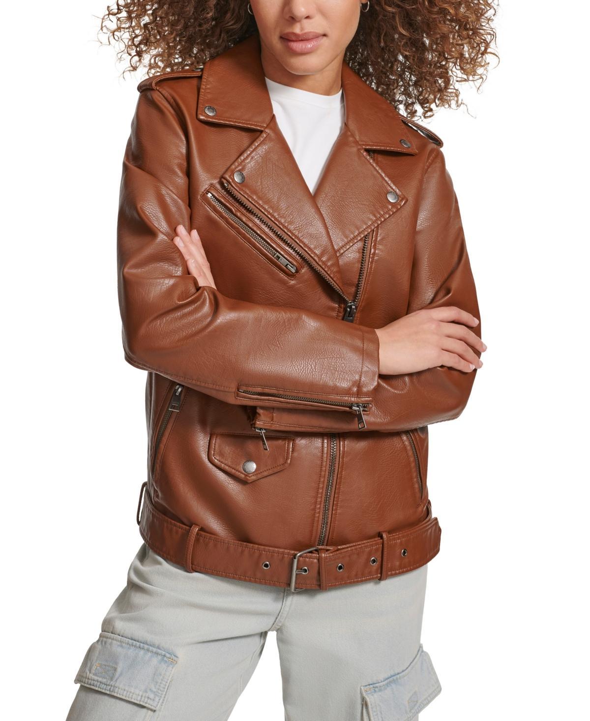 Levi's(r) Long Lined Elevated Belted Moto (Oyster) Women's Jacket Product Image