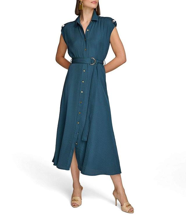 Donna Karan Collared Neckline Cap Sleeve Midi Shirt Dress Product Image