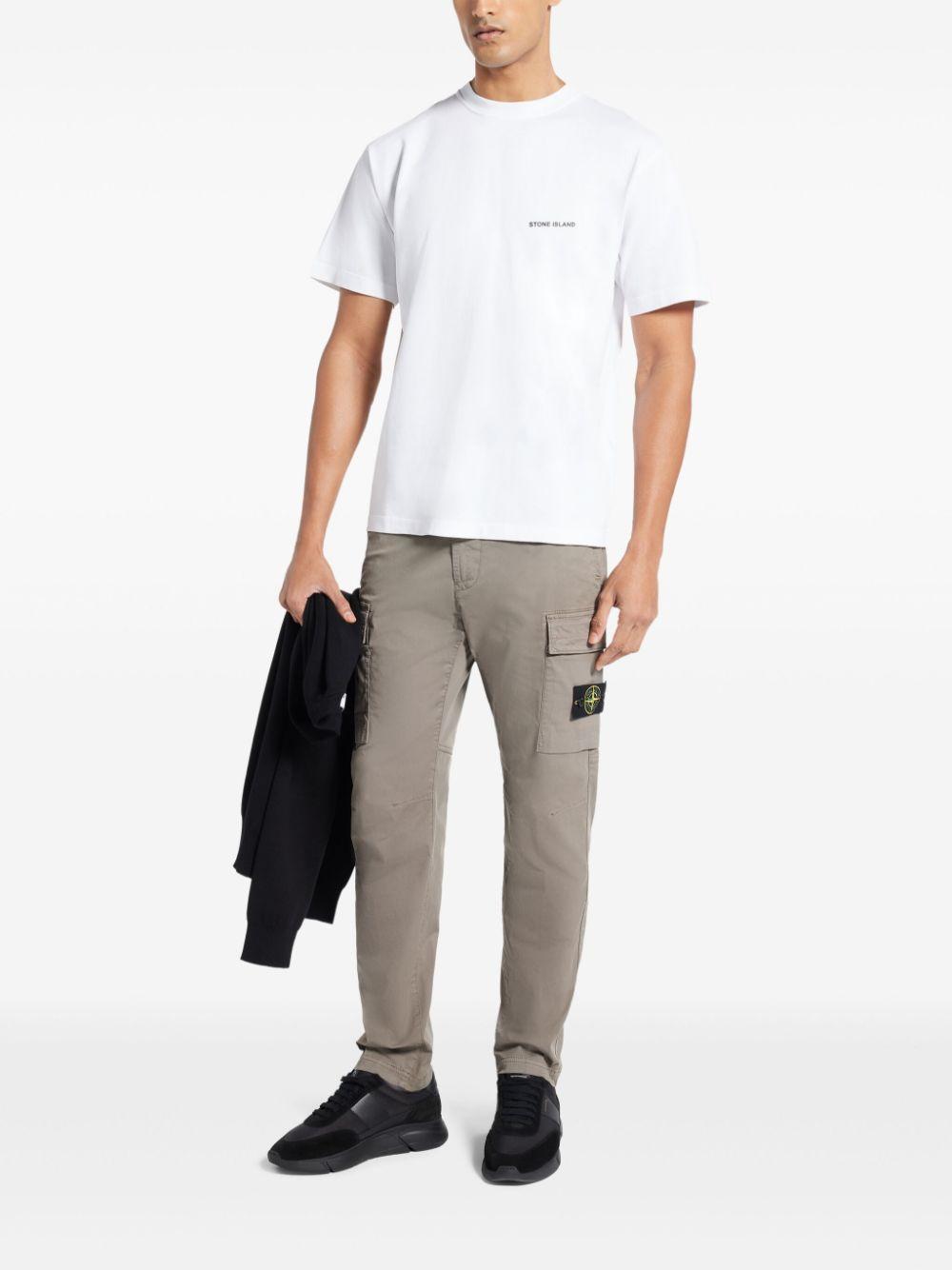 STONE ISLAND Mens White Brand-print Boxy-fit Cotton-jersey T-shirt Product Image