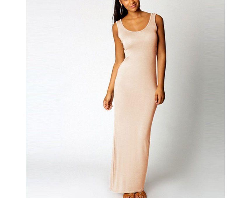 Sleeveless Scoop Neck Maxi Bodycon Dress Product Image