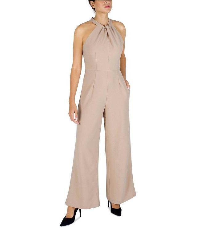 Julia Jordan Halter Twist Neck Sleeveless Pocketed Jumpsuit Product Image