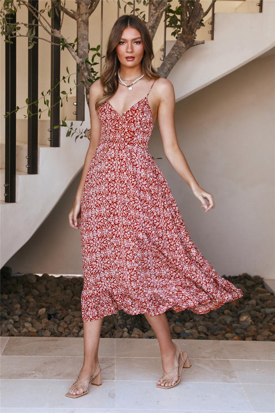 Sit Down Maxi Dress Rust Product Image