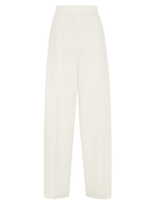 Womens Cotton and Wool Cover Pleated Wide Trousers Product Image