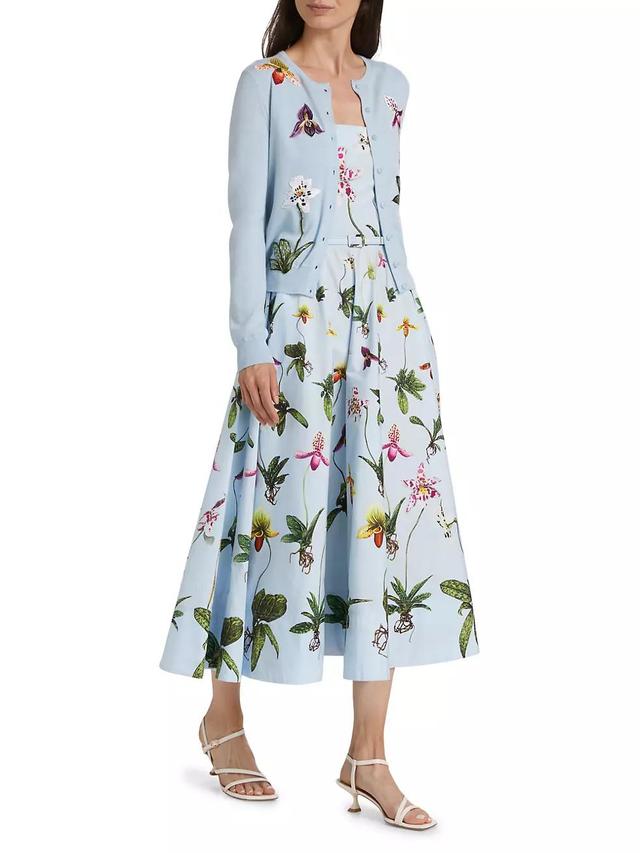 Floral Cotton Belted Midi-Dress Product Image