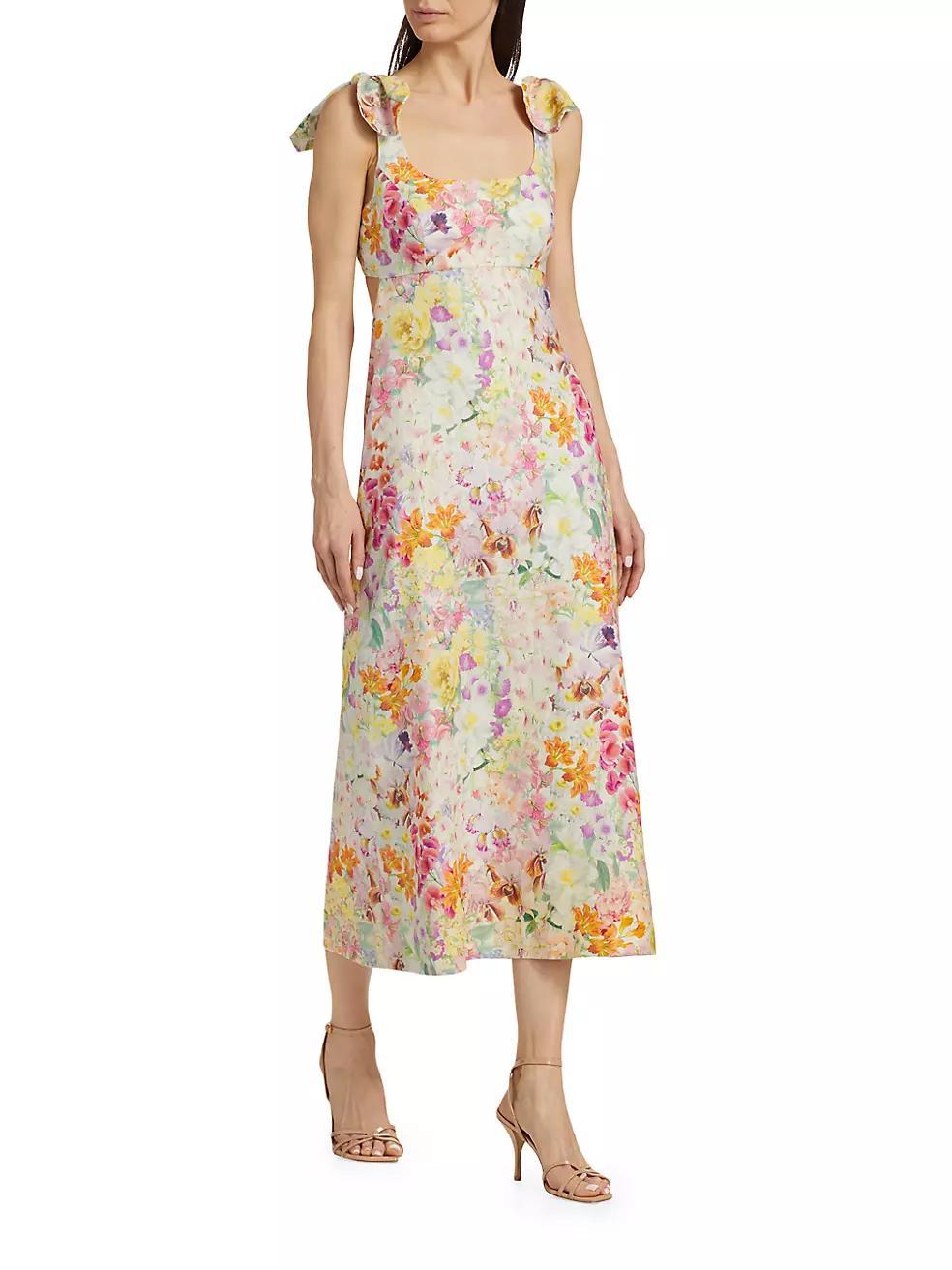 Harmony Linen Floral Midi-Dress Product Image