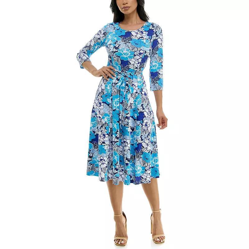 Womens Nina Leonard Sylvia Midi Dress With Self Sash Product Image