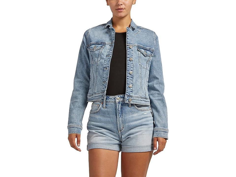 Silver Jeans Co. Fitted Denim Jacket LJ0003EKC261 (Indigo) Women's Clothing Product Image