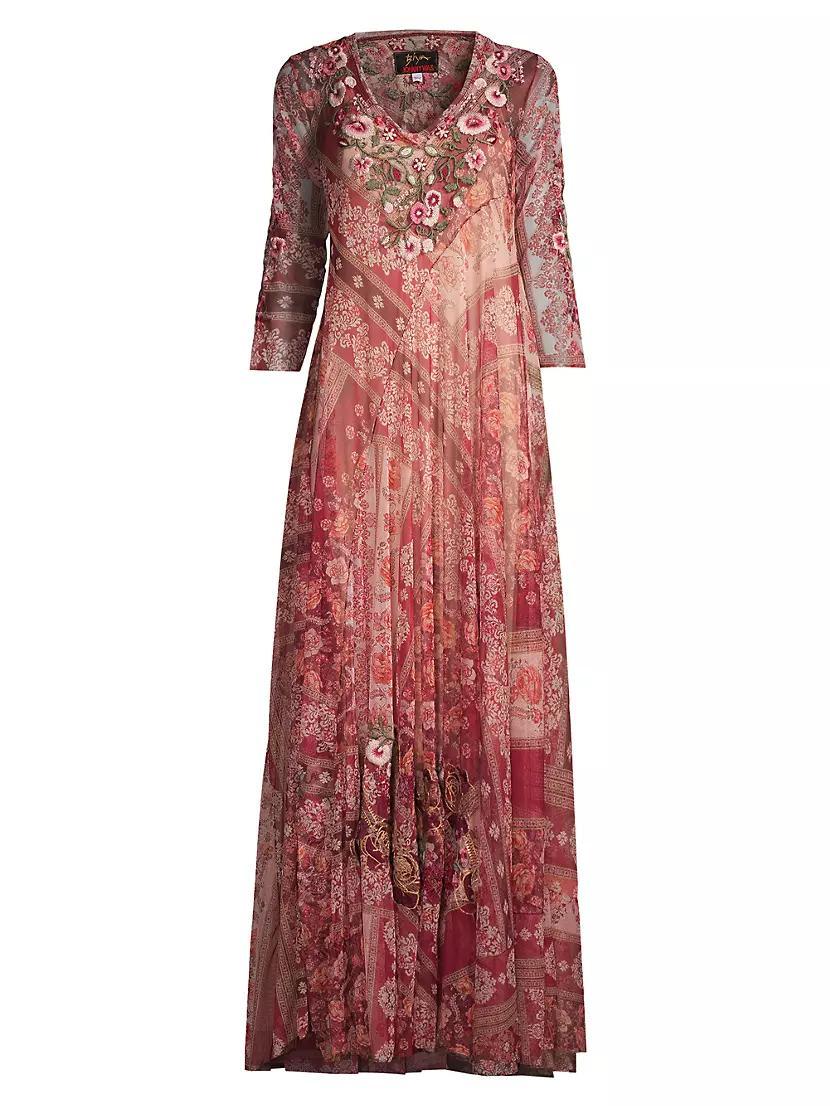 Cardinal Embroidered Mesh Maxi Dress Product Image