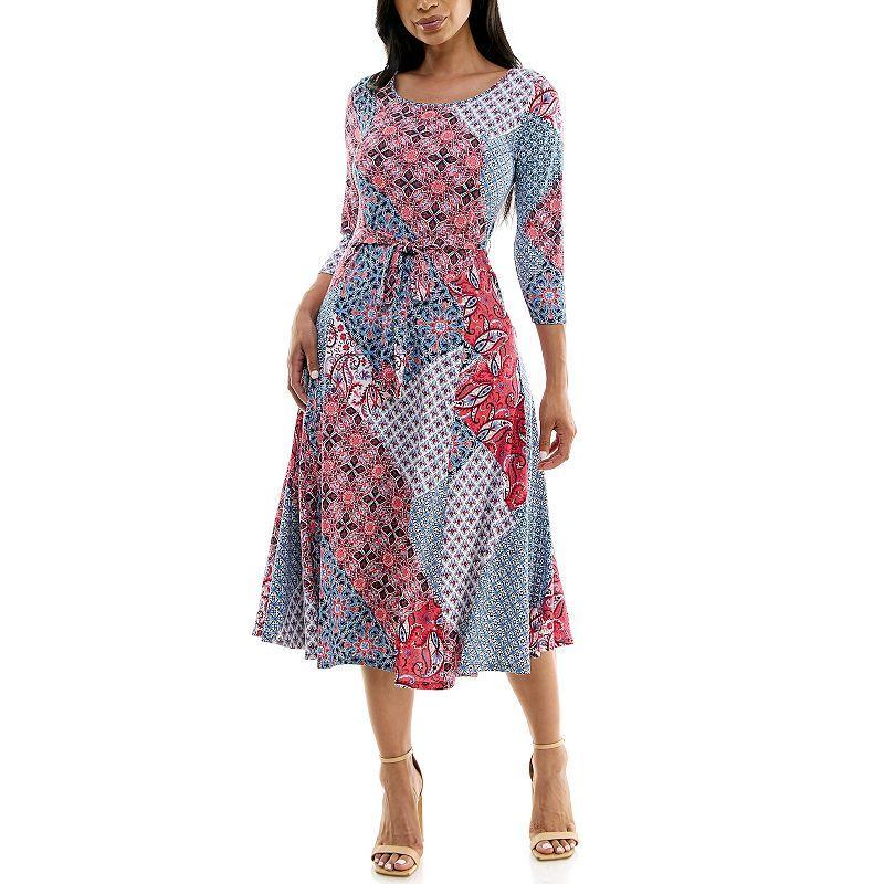 Womens Nina Leonard Sylvia Midi Dress With Belt Product Image