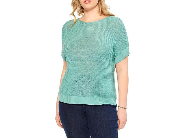 NIC+ZOE Plus Size Easy Sleeve Summer Sweater (Hazy Aqua) Women's Clothing Product Image