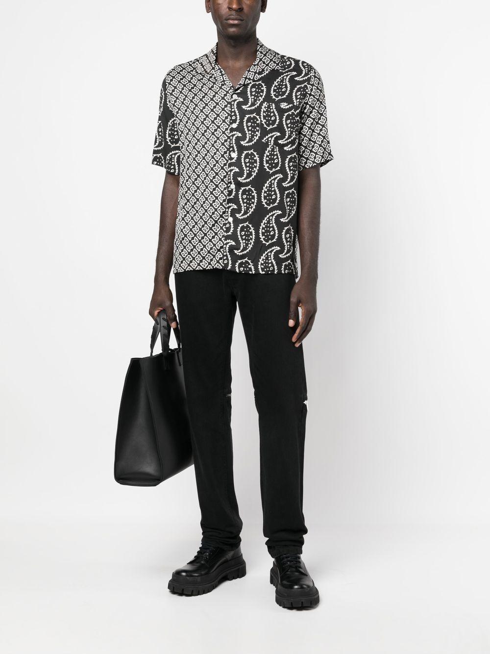 RHUDE Bandana Print Short Sleeve Button-up Camp Shirt In Black Product Image