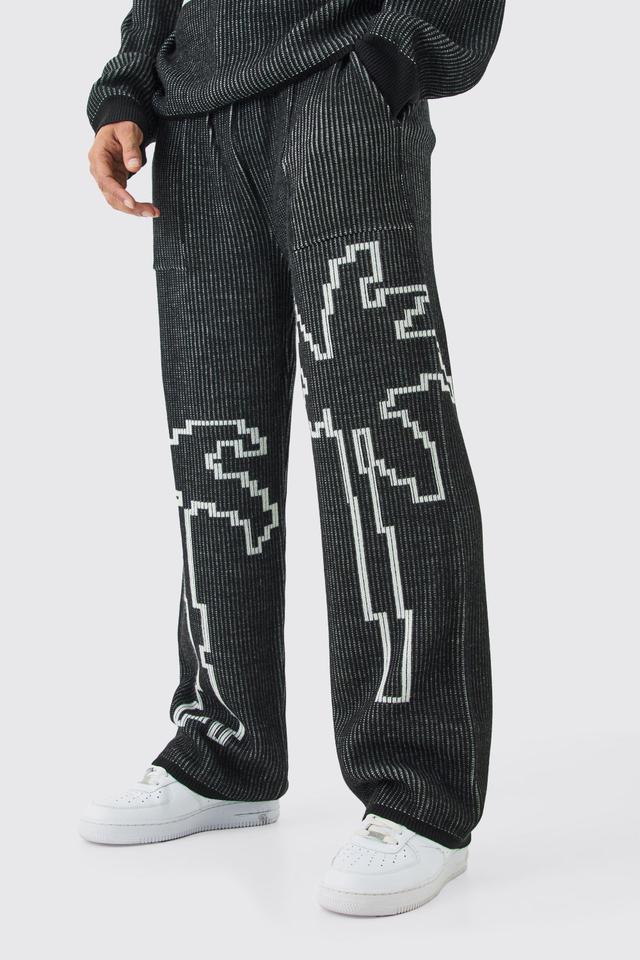 Relaxed Fit Palm Ribbed Knit Joggers | boohooMAN USA Product Image