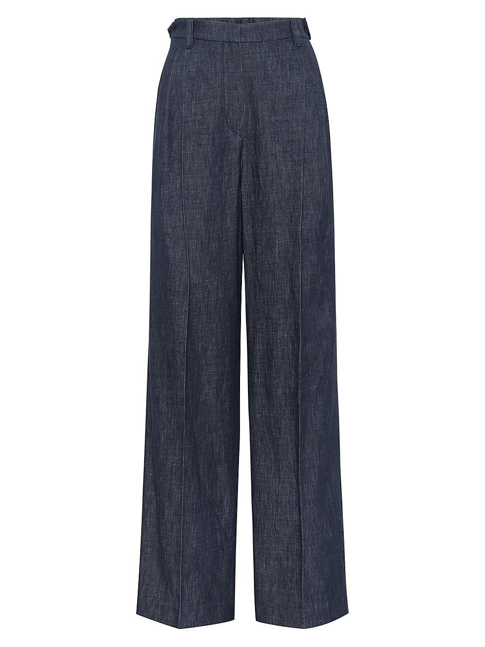 Womens Cotton Denim Effect Twill Tailored Relaxed Trousers product image