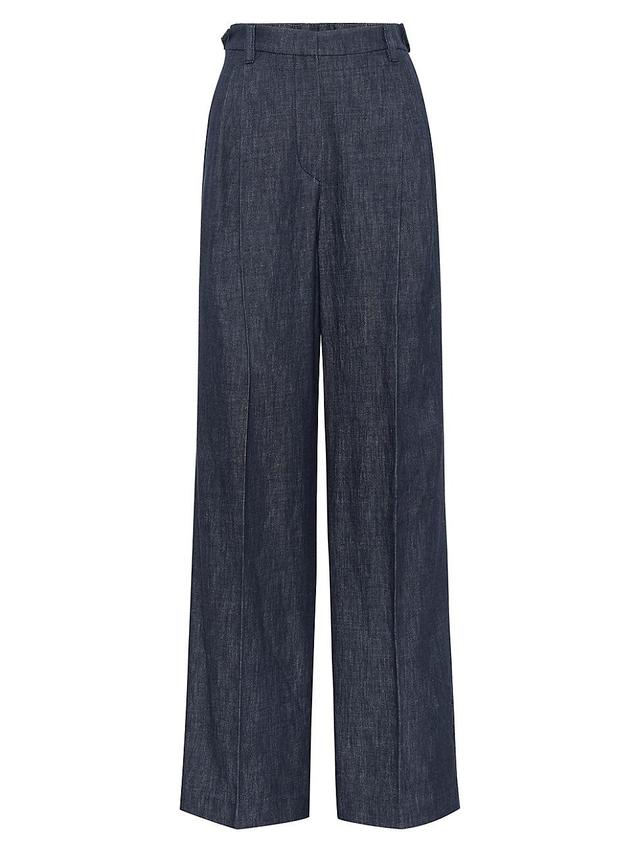 Womens Cotton Denim Effect Twill Tailored Relaxed Trousers Product Image