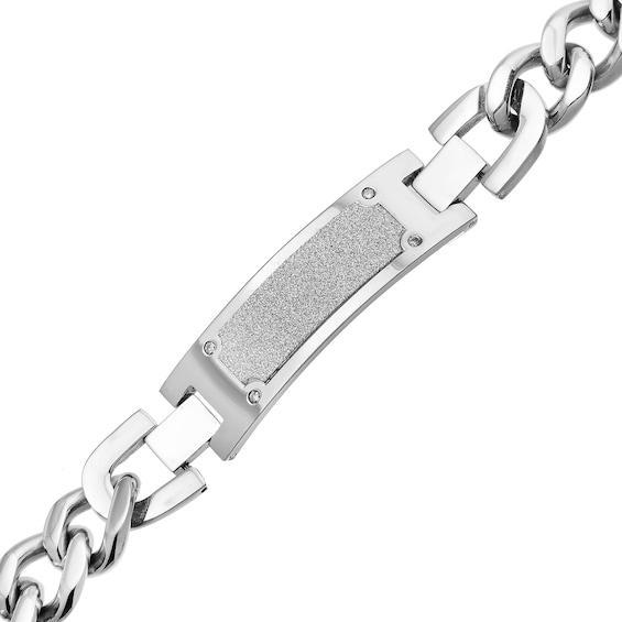 Men's 1/10 CT. T.w. Diamond ID Bracelet in Stainless Steel - 8.75" Product Image