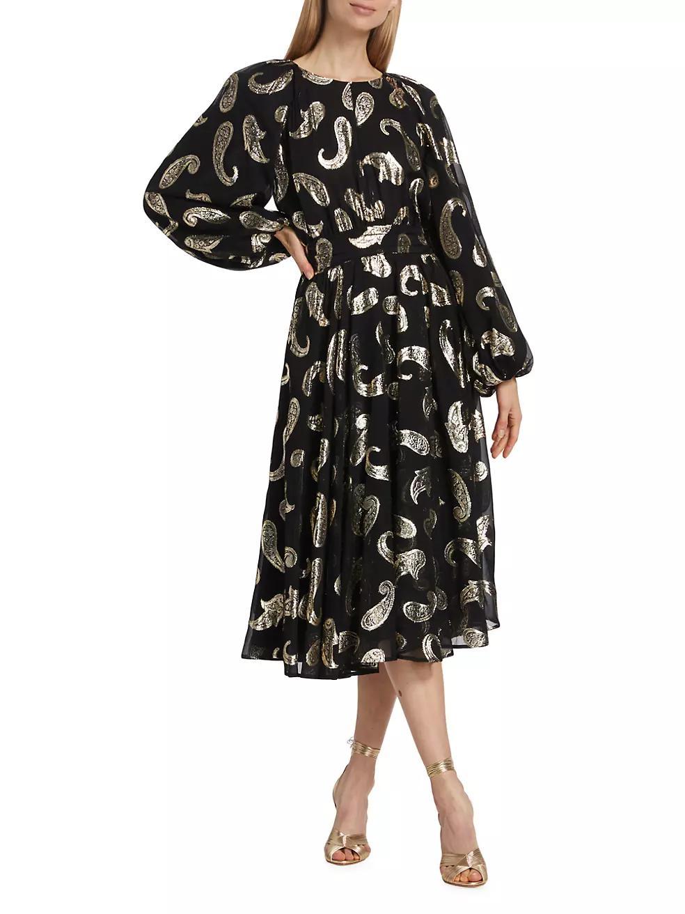 The Audrey Paisley Midi-Dress Product Image