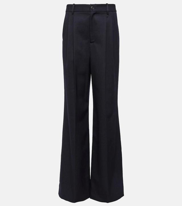 Flavie Virgin Wool Wide-leg Pants In Blue Product Image