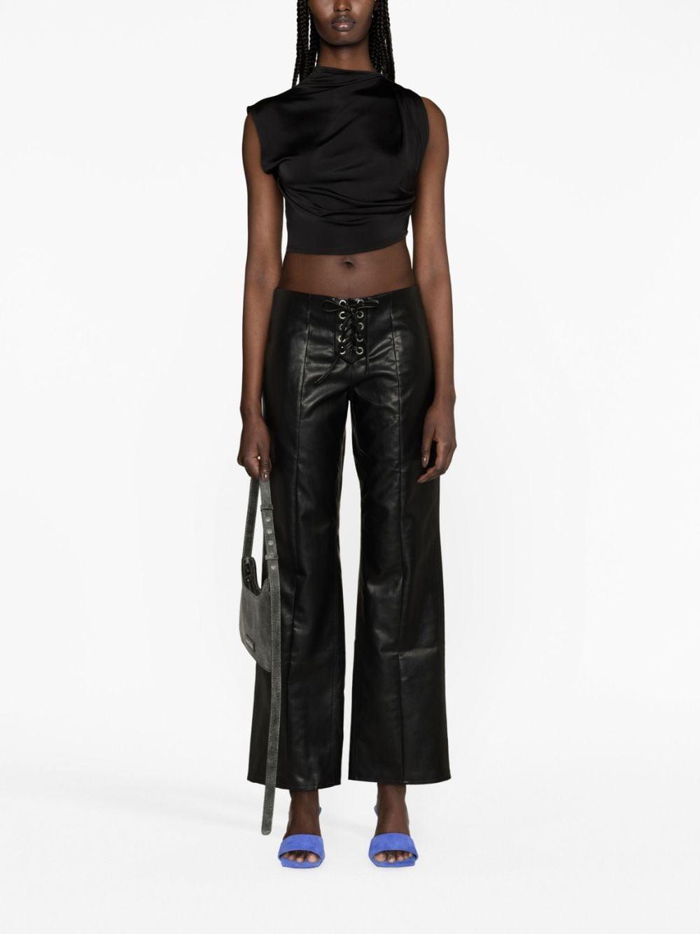 lace-up faux-leather trousers  Product Image