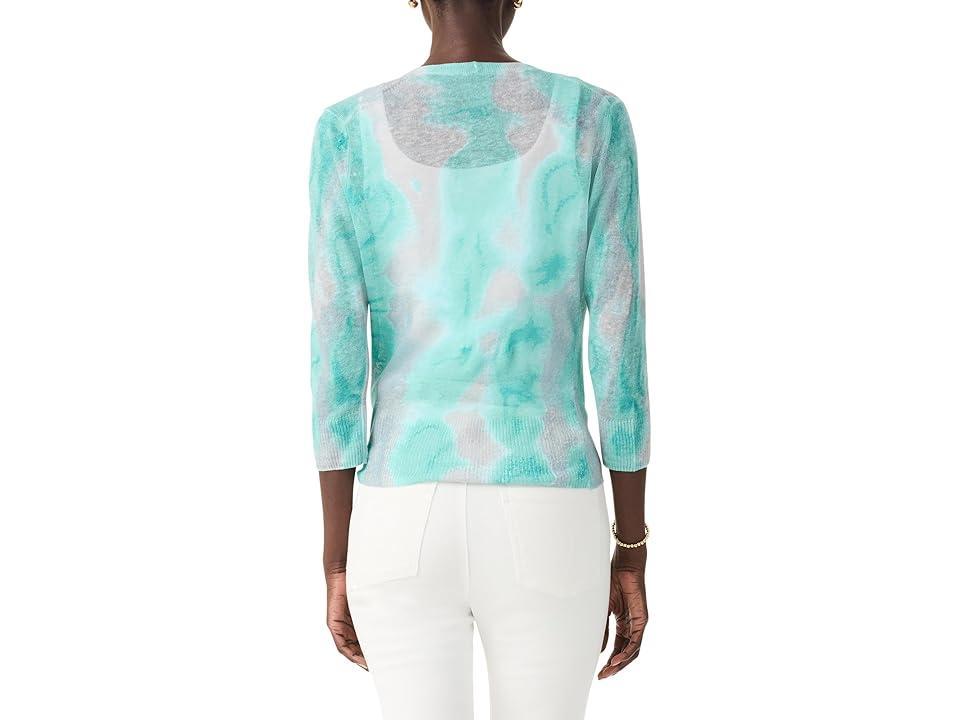 NIC+ZOE Watercolor Waves 4-Way Cardigan (Aqua Multi) Women's Sweater Product Image