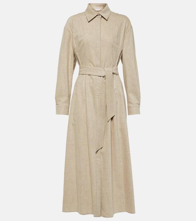 MAX MARA Edro Wool And Cashmere Shirt Dress In Brown Product Image