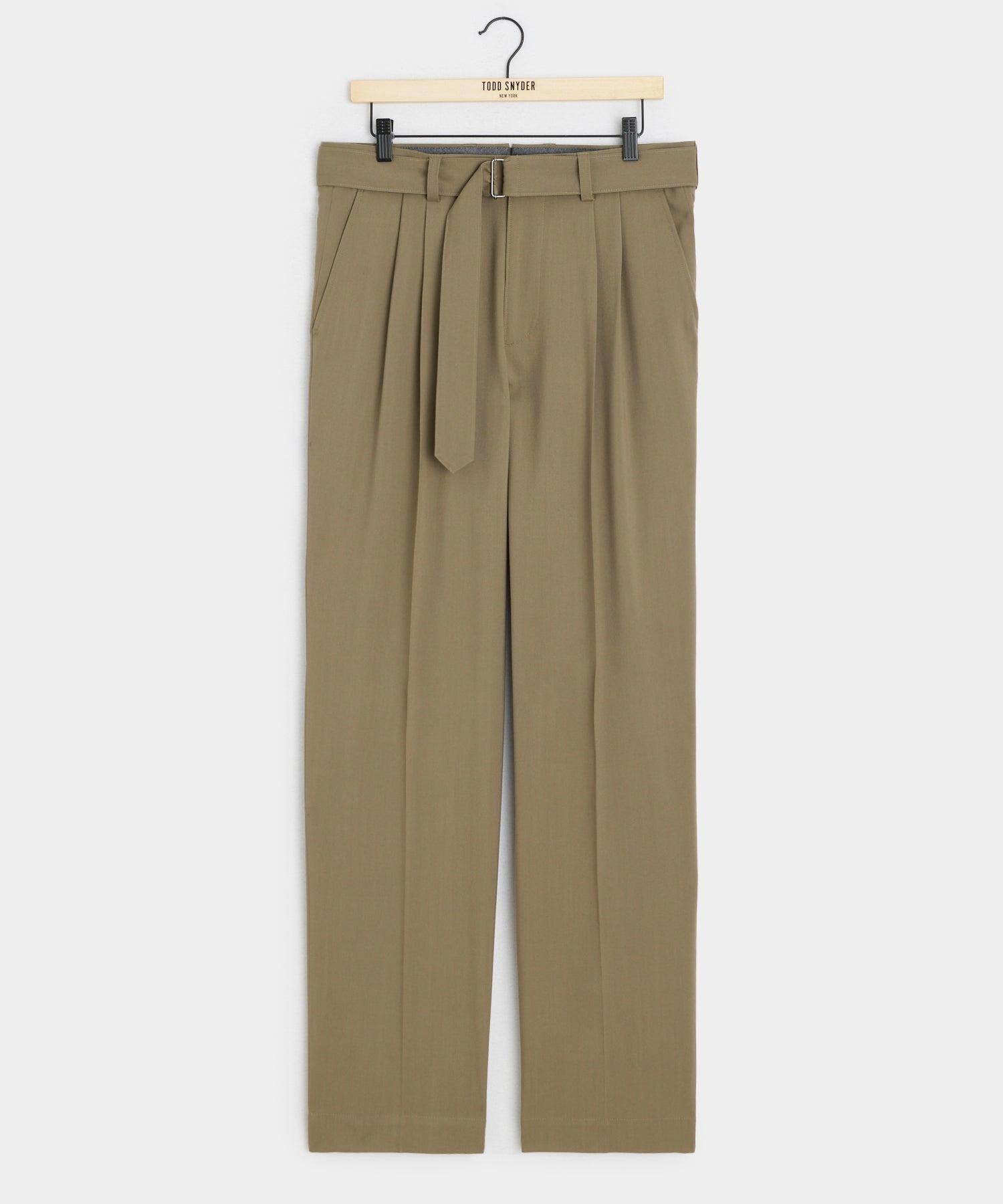 Italian Gabardine Self Belt Trouser in Mushroom Product Image