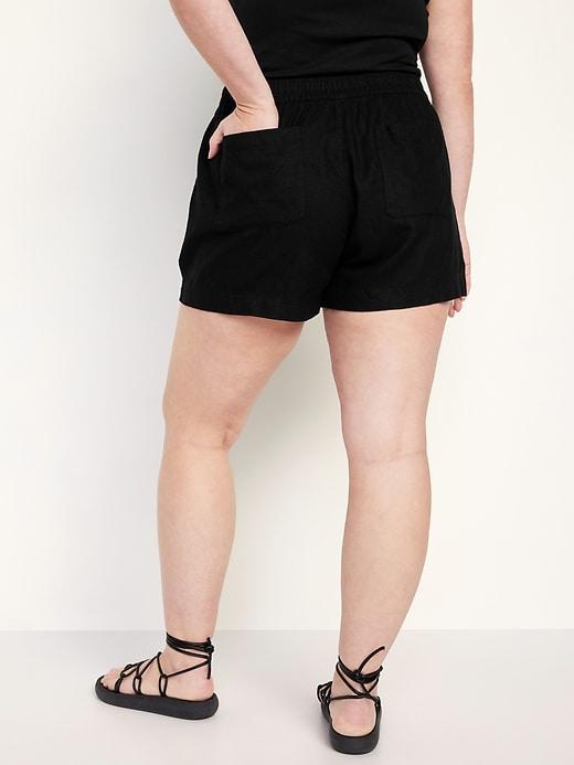 High-Waisted Linen-Blend Pull-On Shorts -- 3.5-inch inseam Product Image