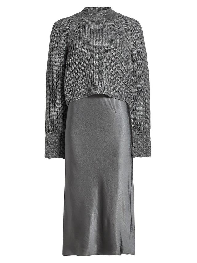 Womens Kaz Wool-Blend Layered Midi-Dress Product Image