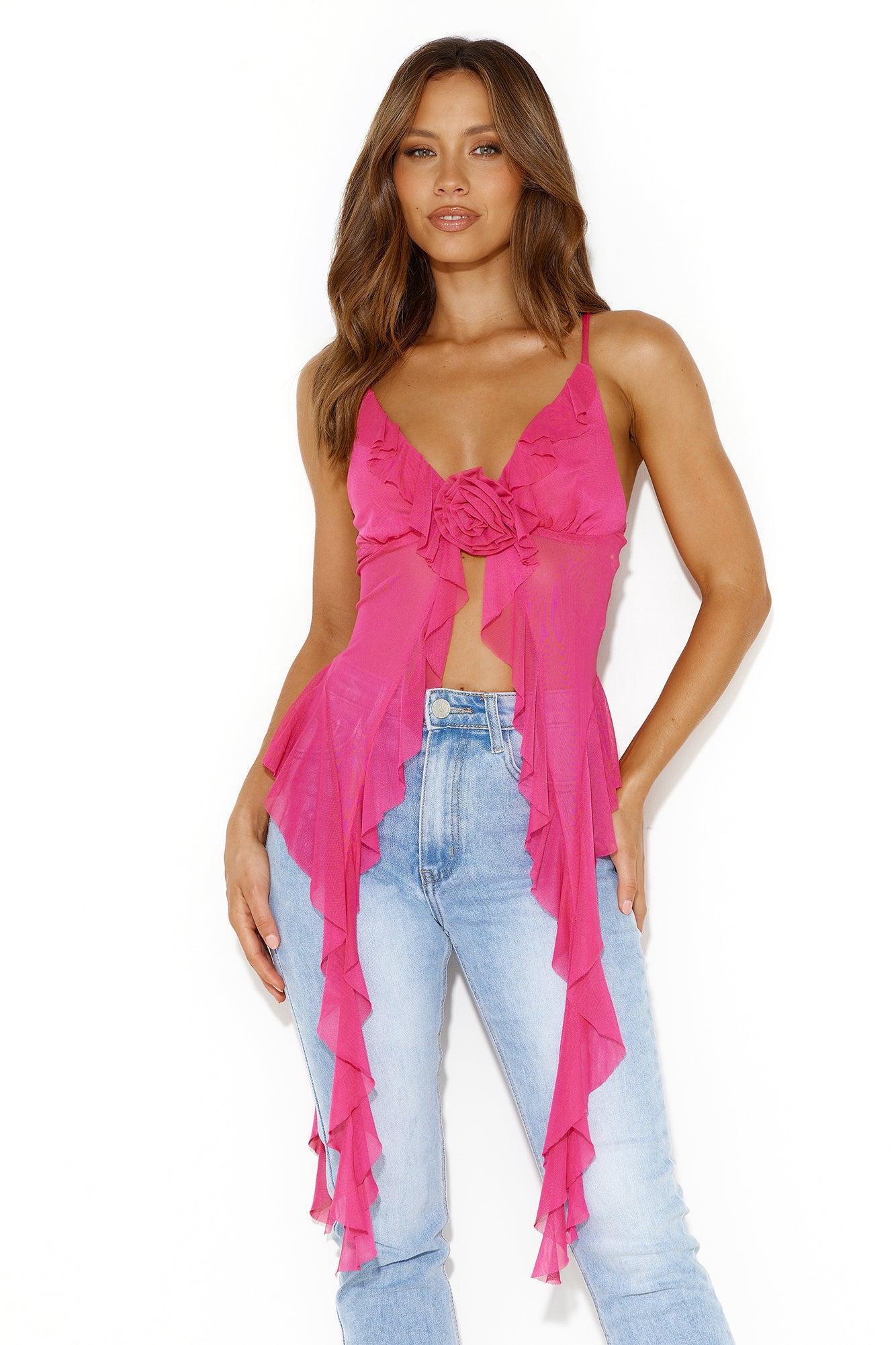 City Escape Mesh Top Pink Product Image