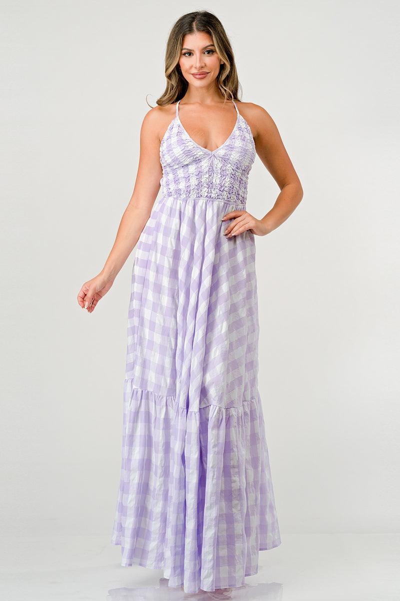 Lilac Gingham Mia Maxi Dress Product Image