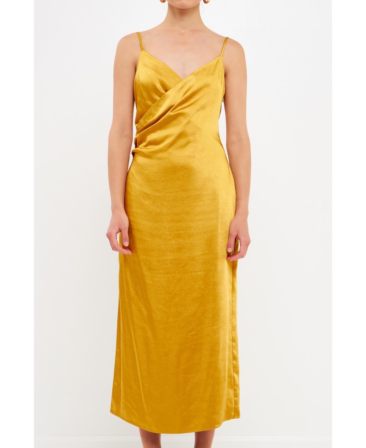 Womens Satin Wrap Midi Dress product image