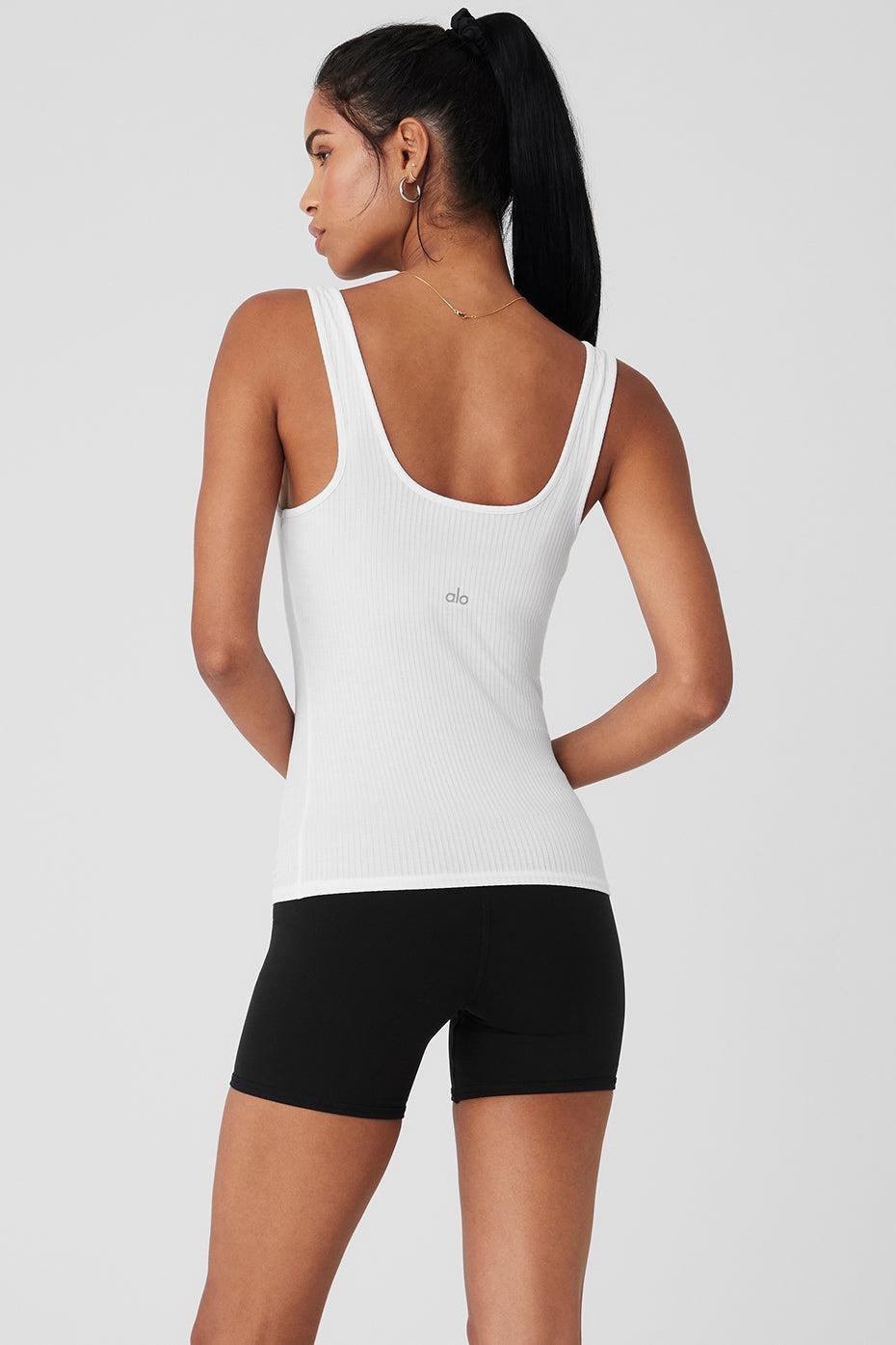 Ribbed Sea Coast Scoop Neck Tank - White Female Product Image