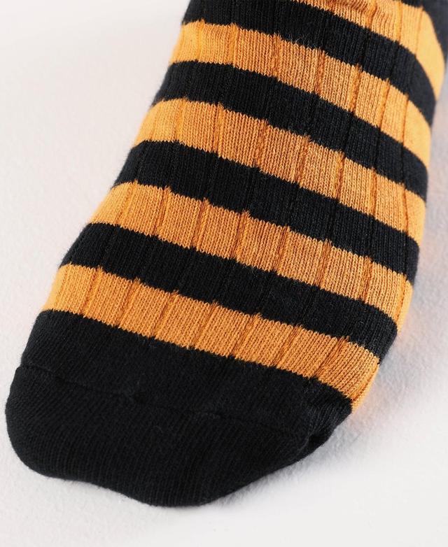 Retro Striped Cotton Socks - Black/Orange Product Image