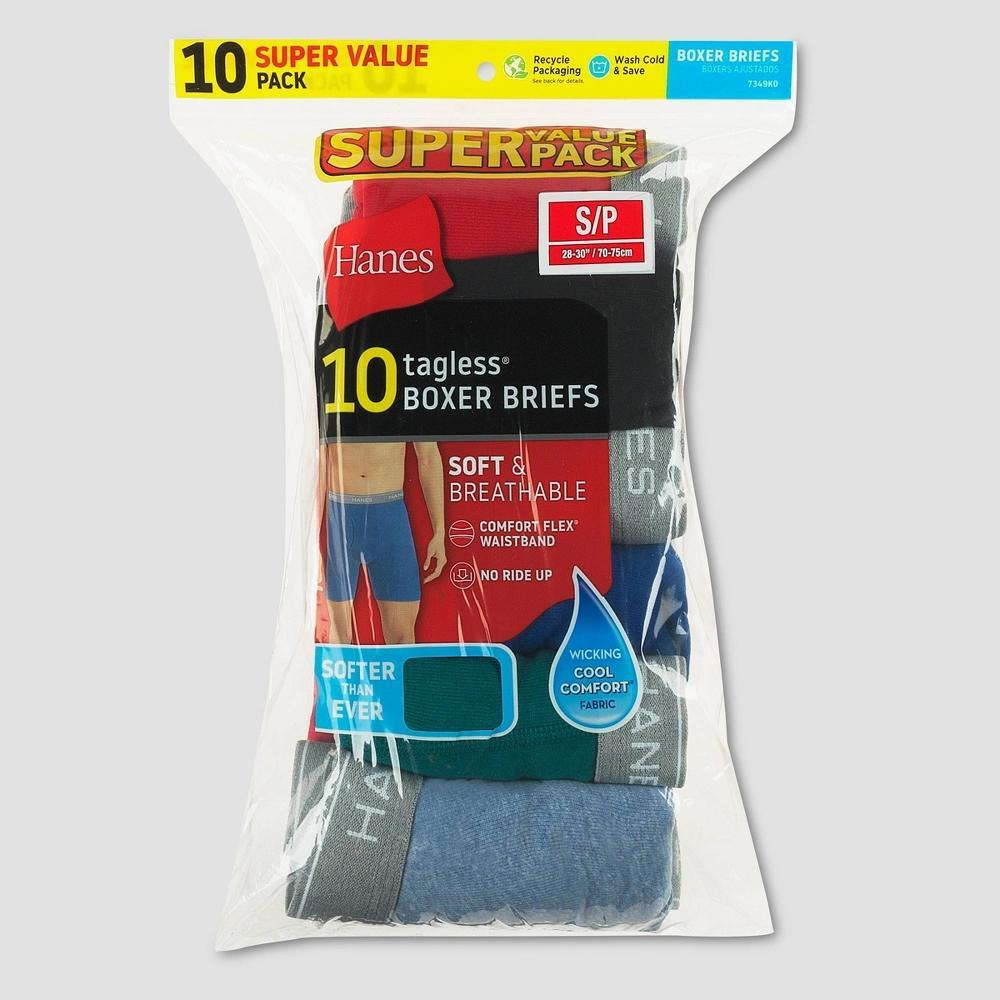 Hanes Red Label Mens Super Value Boxer Briefs 10pk - BlackGreen Product Image