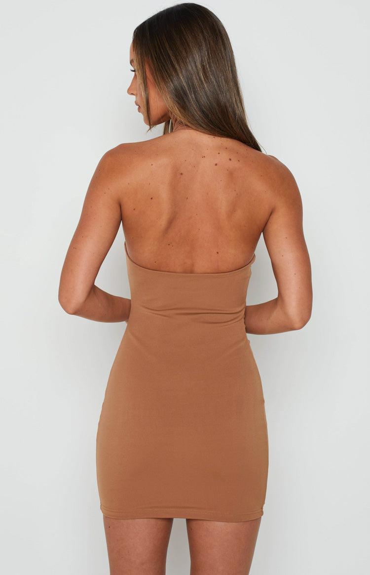 Finley Tan Halter Mini Dress Product Image