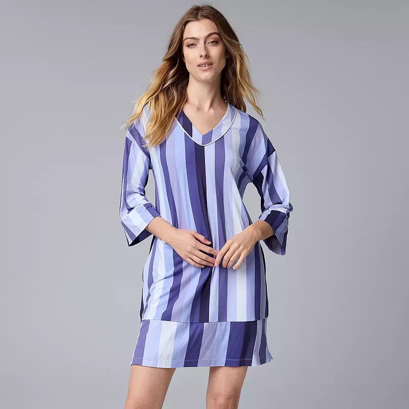 Womens Simply Vera Vera Wang 3/4-Sleeve Cozy Jersey Pajama Sleepshirt Product Image