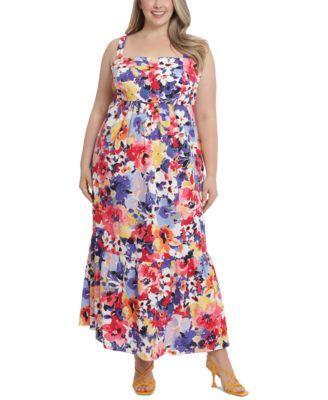 Plus Size Floral-Print Maxi Dress Product Image