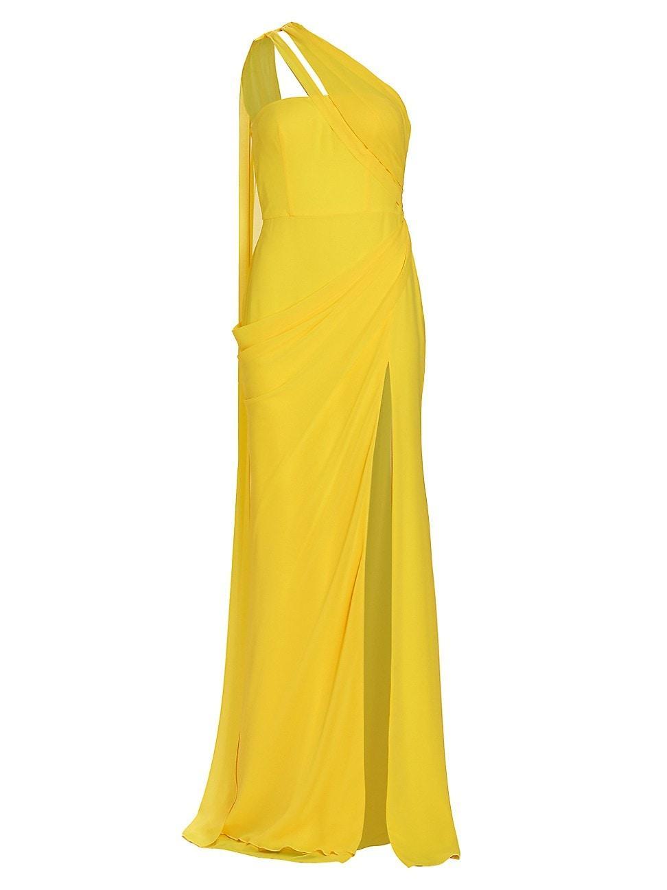 Womens Hermine One-Shoulder Cape Back Gown product image