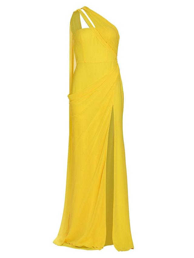 Womens Hermine One-Shoulder Cape Back Gown Product Image