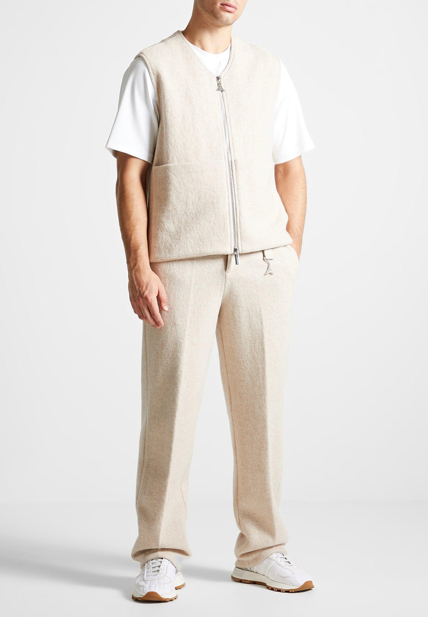 Boiled Wool Tailored Trousers - Beige Male Product Image