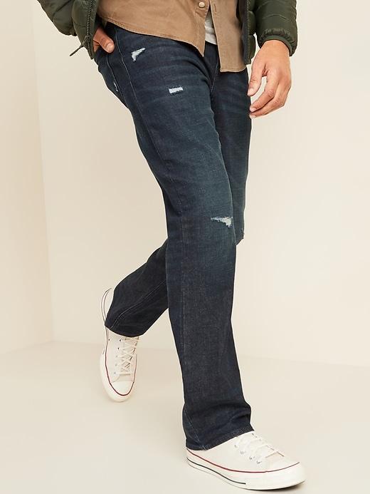 Built-In Flex Dark-Wash Ripped Boot-Cut Jeans Product Image