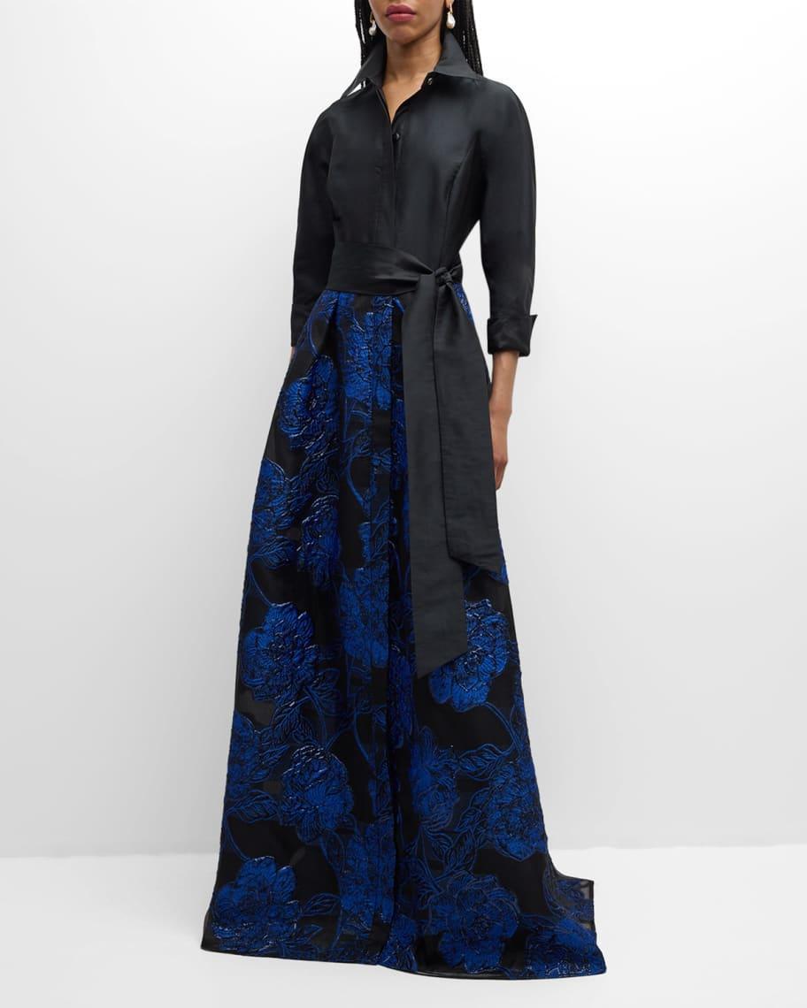 Taffeta & Organza Jacquard Shirt Gown Product Image