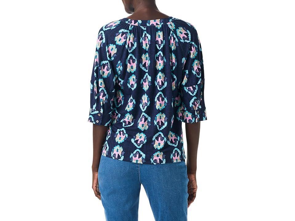 NIC+ZOE Ocean Batik Top (Indigo Multi) Women's Clothing Product Image