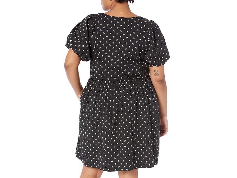 Madewell Plus V-Neck Puff-Sleeve Mini Dress in Floral Ikat (True ) Women's Dress Product Image