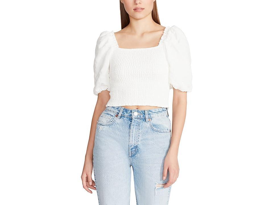 Steve Madden Susana Smocked Square Neck Short Puff Sleeve Top Product Image