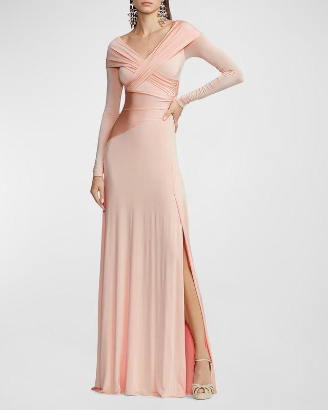 Womens Off-the-Shoulder Jersey Gown Product Image